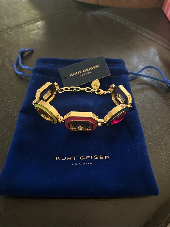 Kurt Geiger Jewelry - Kurt Geiger Gold-Tone Bracelet with Pink, Green, and Purple Stones